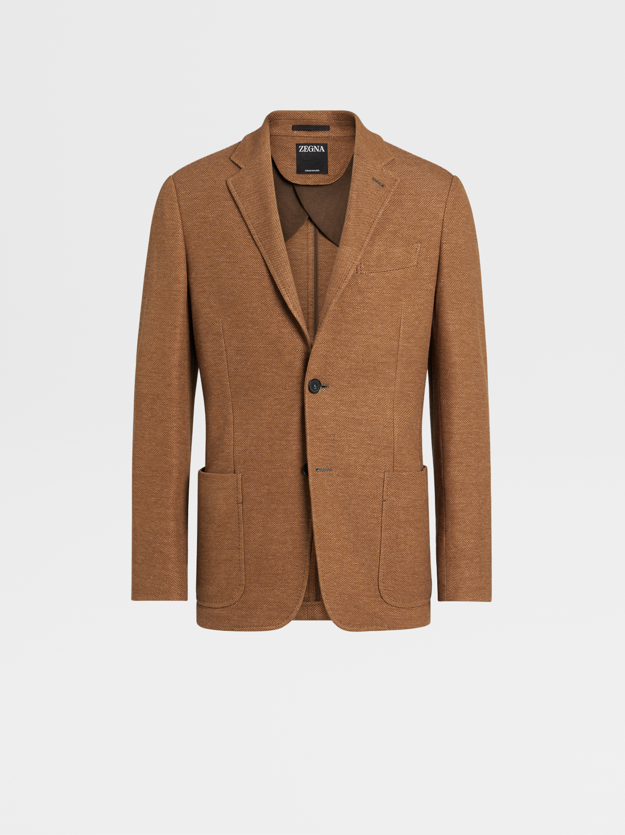 Vicuna Color Silk Linen and Wool Honeycomb Crossover Shirt Jacket